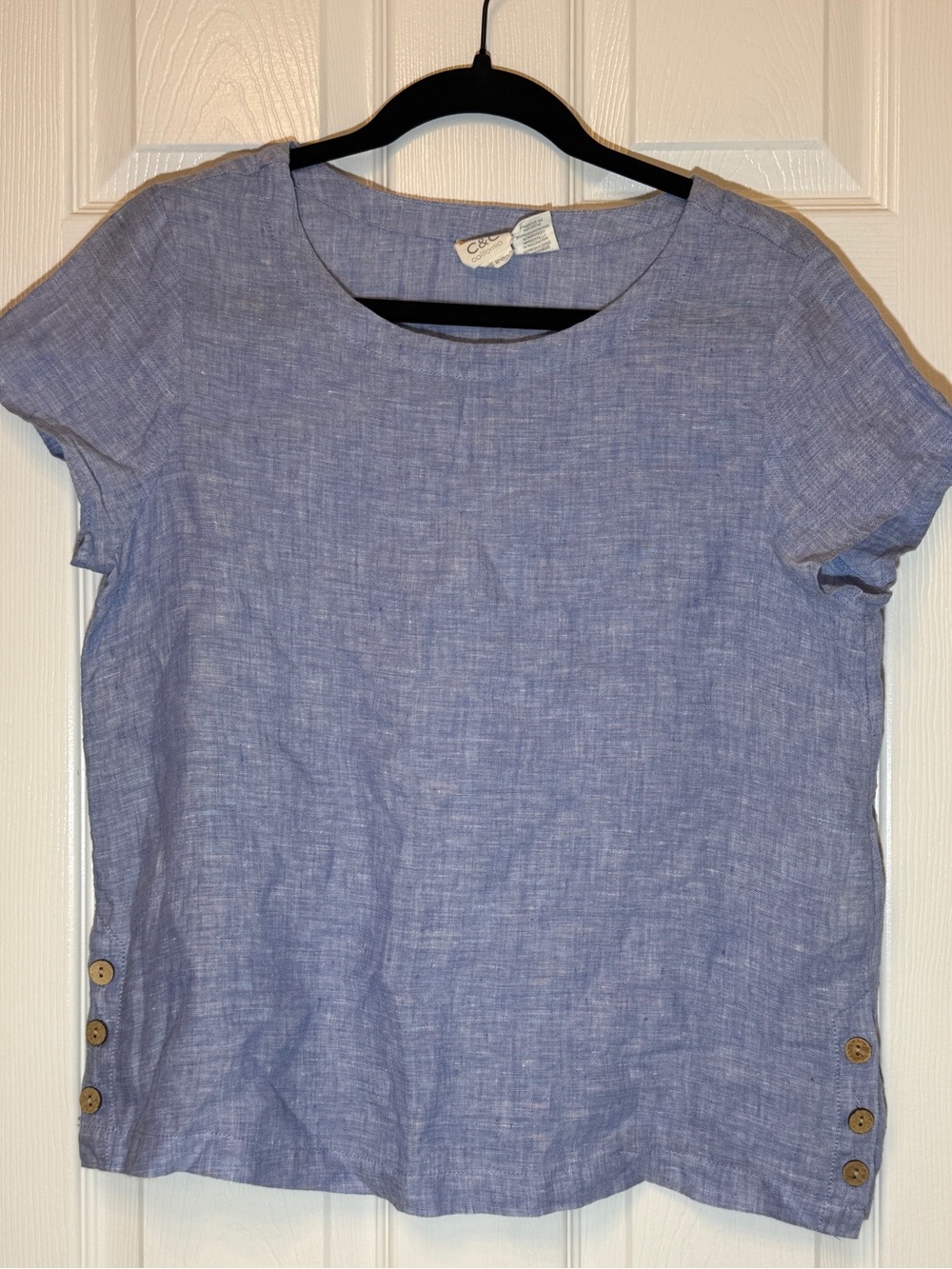 C&C California Chambray Short Sleeve Button-Hem Top